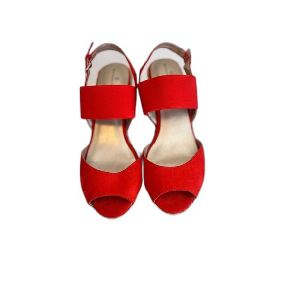 Bandolino Shoes - BANDOLINO Red Wedge Women's Espadrille Open Sling Back Open Toe Sandals 9M